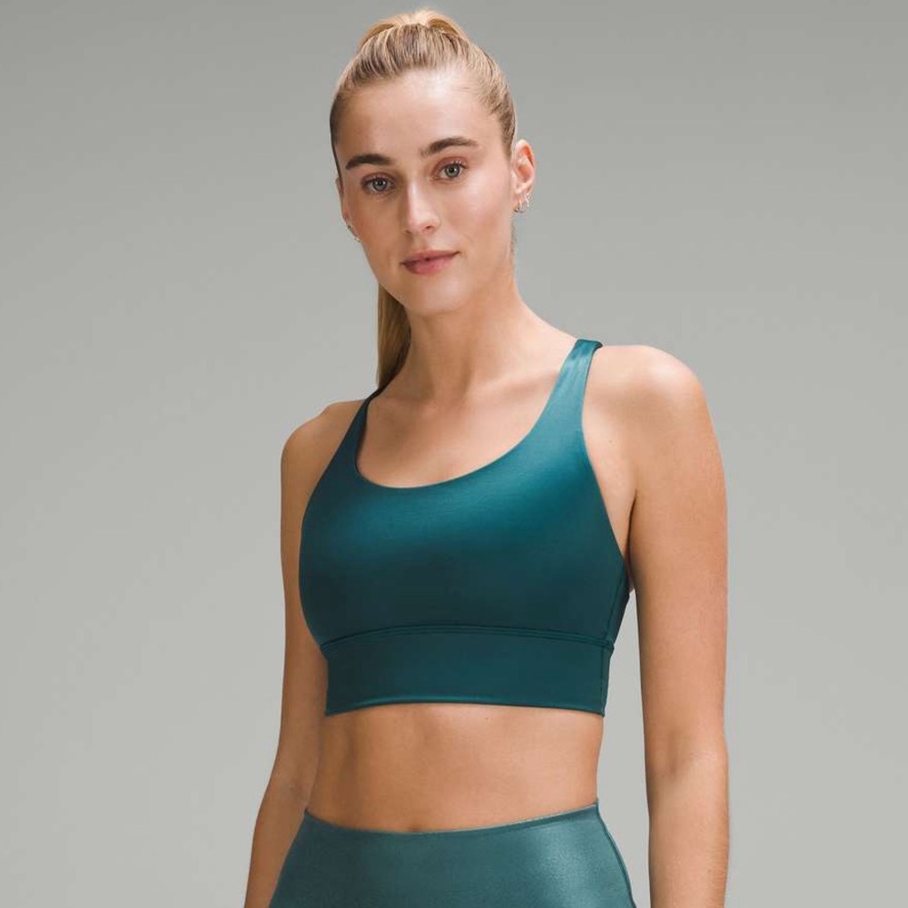 Lululemon energy longline bra 6 storm teal foil, NWOT